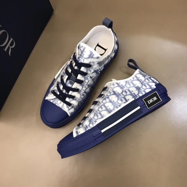Dior B23 Low-Top Sneakers In Blue Dior Oblique