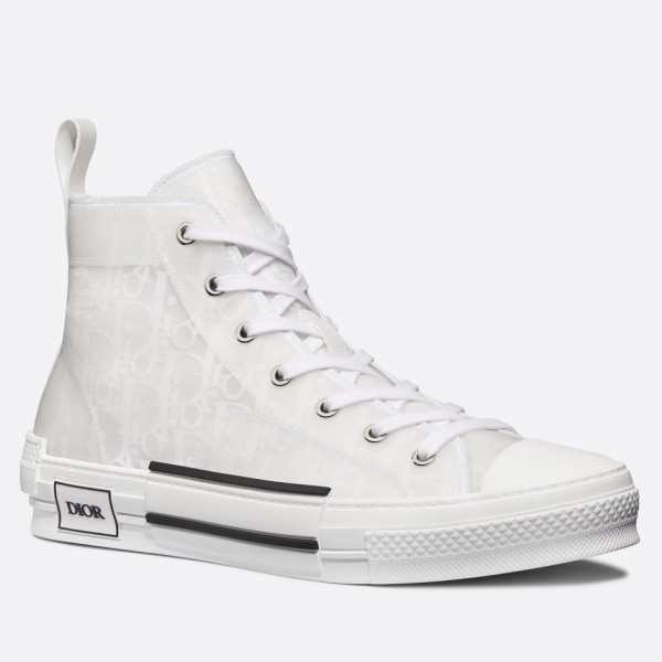 Dior B23 High-Top Sneakers In White Oblique Canvas