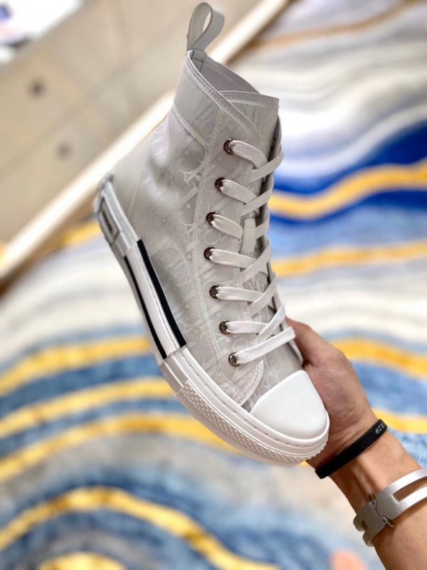 Dior B23 High-Top Sneakers In White Oblique Canvas