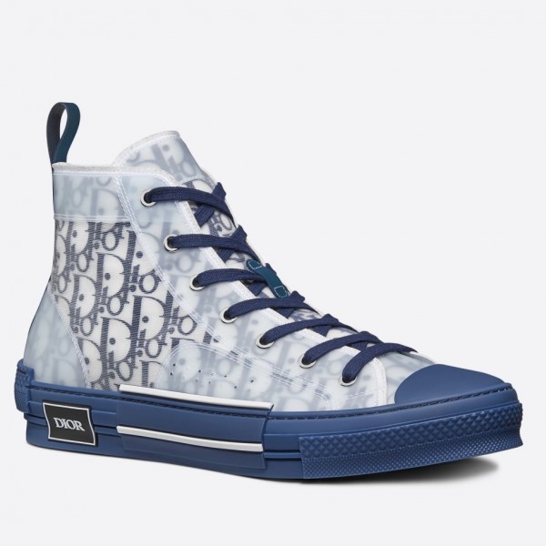 Dior B23 High-Top Sneakers In Blue Dior Oblique
