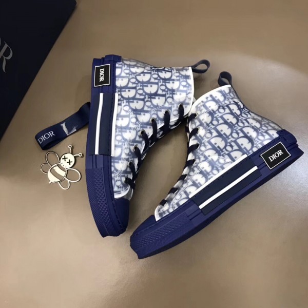 Dior B23 High-Top Sneakers In Blue Dior Oblique