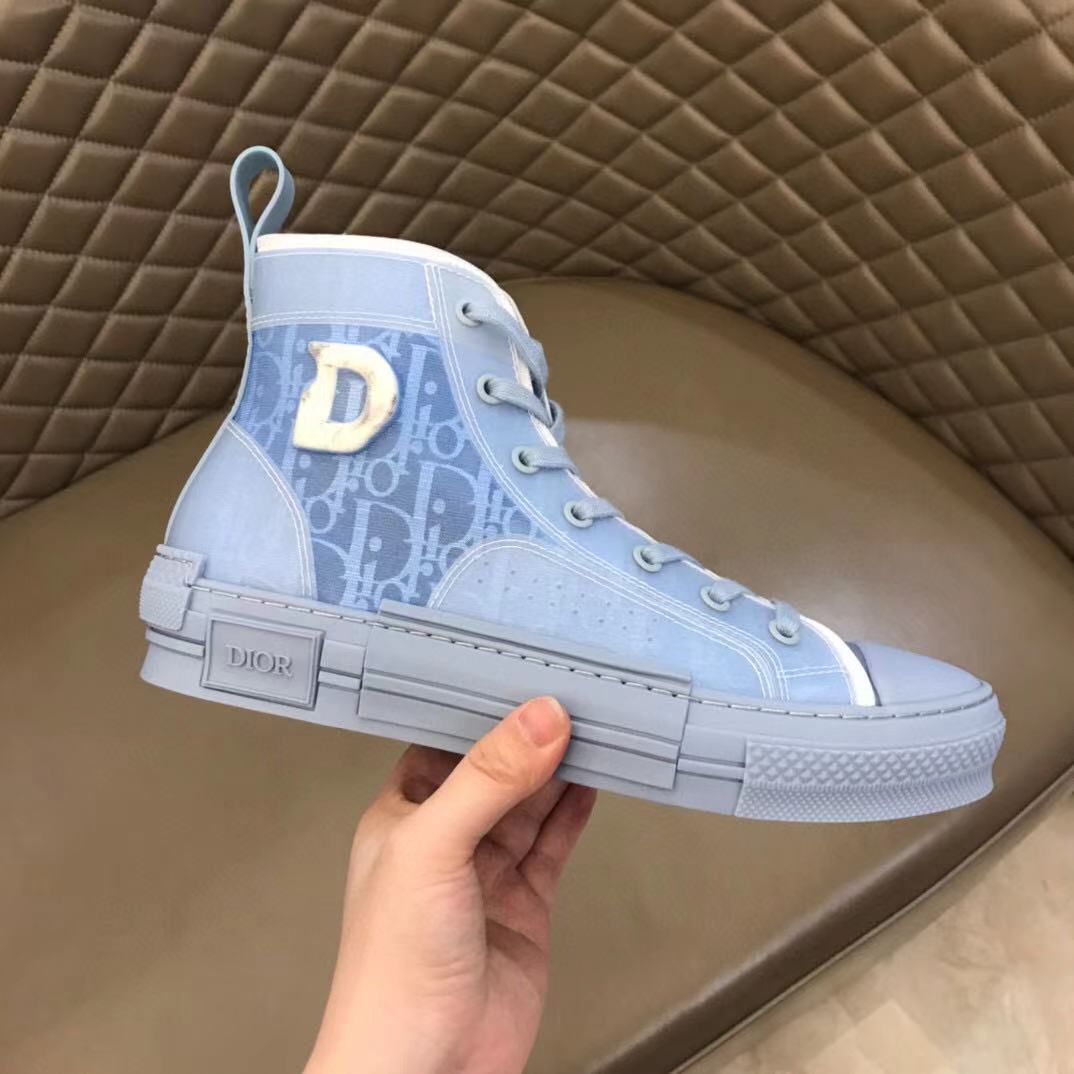 Dior B23 Daniel Arsham High-Top Sneaker in Light Blue Dior Oblique